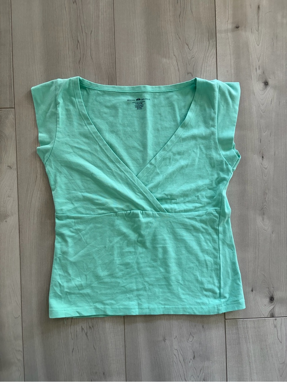 Brandy Melville Mint Green V-Neck Wrap Tee